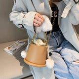 Small Bucket Handbag Purse Women Shoulder Crossbody Bags Retro MINI
