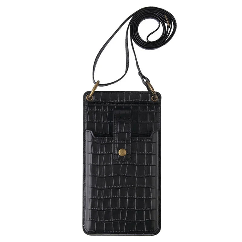 Stone Pattern PU Leather Shoulder Phone Bag for Women