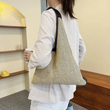 Straw Women's Crossbody Bag Half Moon Handbag
