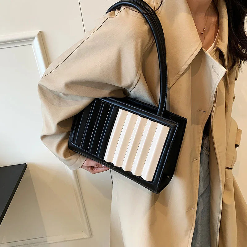 Stripe Printed Women's Shoulder Bag Contrast Crossbody Bag