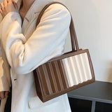Stripe Printed Women's Shoulder Bag Contrast Crossbody Bag