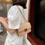 Stripe Printed Women's Shoulder Bag Chain Crossbody Handbag