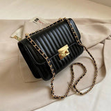 Stripe Printed Women's Shoulder Bag Chain Crossbody Handbag