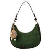 Suede Half Moon Crossbody Bag for Women