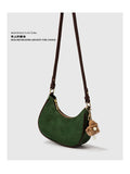 Suede Half Moon Crossbody Bag for Women