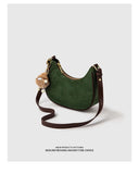Suede Half Moon Crossbody Bag for Women