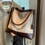 Suede Crossbody Bag Large Flap Handbag