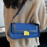 Suede Women's Shoulder Bag Retro Lock Crossbody Bag Handbag