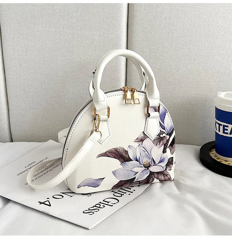 Flower Printed Shoulder Bag Tote Crossbody Handbag