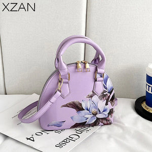 Flower Printed Shoulder Bag Tote Crossbody Handbag
