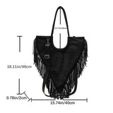 Triangle Handbag Long Tassel Shoulder Bag Large Capacity Faux Suede Crossbo