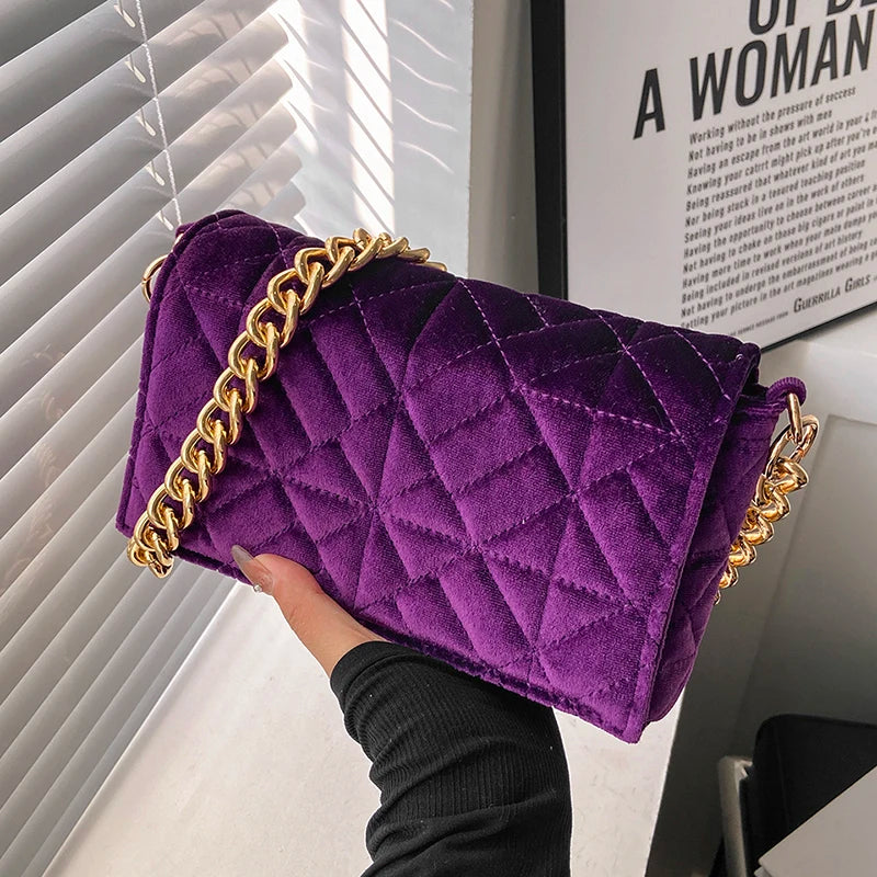 Velet Chain Handbag Purses Women Shoulder Bags Flap Crossbody Bags