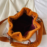 Velvet Bucket Handbags and Purses Shoulder Crossbody Bags for Women Ladies