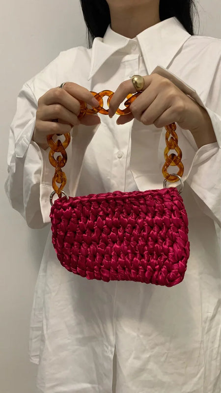 Acrylic Chain Crossbody Bag Flap Handbag for Women
