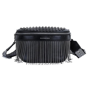 Women Chest Bag Tassel PU Leather Large Capacity Crossbody Chest Bag Zipper Bag