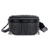 Women Chest Bag Tassel PU Leather Large Capacity Crossbody Chest Bag Zipper Bag