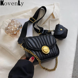 2 Pc Set Crossbody Bags For Women - Long Strap Satchel Lady Tote