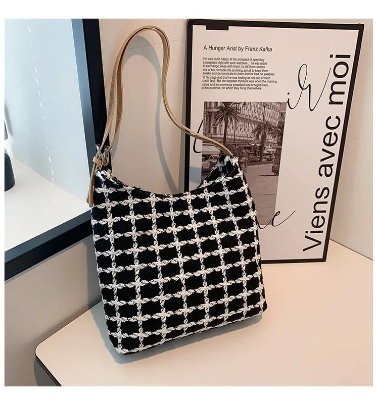 Wool Women's Crossbody Bucket Handbag