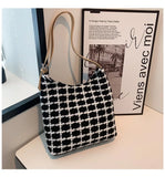 Wool Women's Crossbody Bucket Handbag