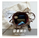 Woolen Cloth Women's Shoulder Bag Lock Crossbody Bag