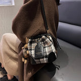 Woolen Cloth Women's Shoulder Bag Lock Crossbody Bag