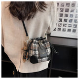 Woolen Cloth Women's Shoulder Bag Lock Crossbody Bag
