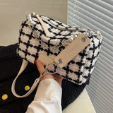 Plaid Quilted Crossbody Bag with Chain Strap
