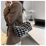 Plaid Quilted Crossbody Bag with Chain Strap