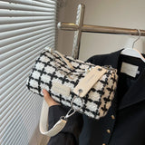 Plaid Quilted Crossbody Bag with Chain Strap