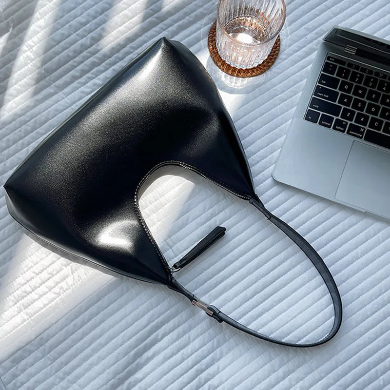 Zipper Handbags for Women PU Leather Casual Shoulder Bag