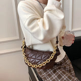 Embroidery Thread Women's Shoulder Bag Thick Chain Handbag