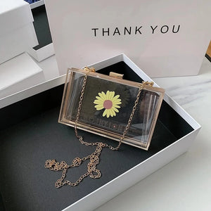 Acrylic Flower Shoulder Bag Transparent Jelly Bag For Girl