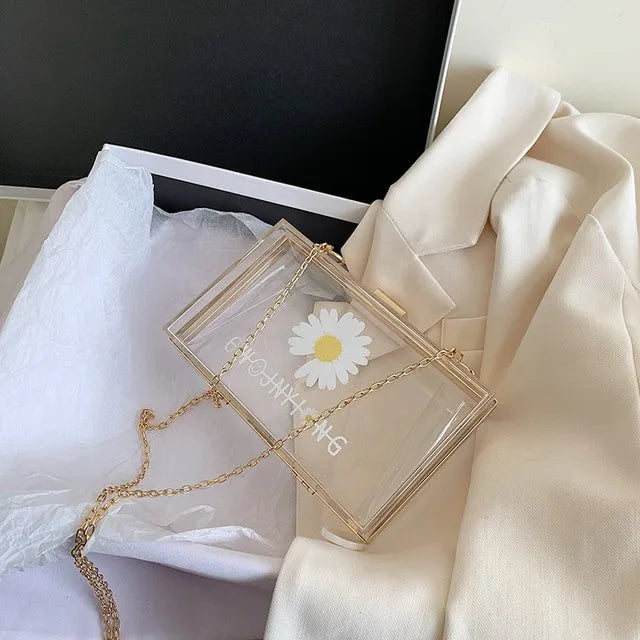 Acrylic Flower Shoulder Bag Transparent Jelly Bag For Girl