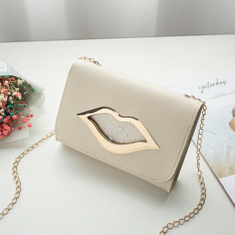 Big Lips Shoulder Bag for Women Stars Leather Change Purse Female Crossbody
