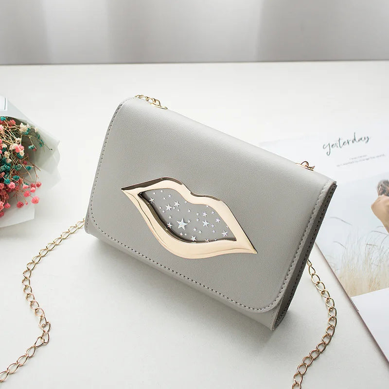 Big Lips Shoulder Bag for Women Stars Leather Change Purse Female