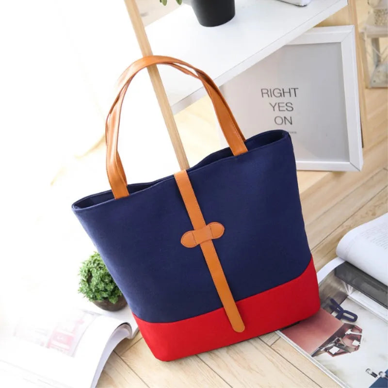 Canvas Handbags Large-capacity Women's Shopping Bags Art Hit Shoulder Bag