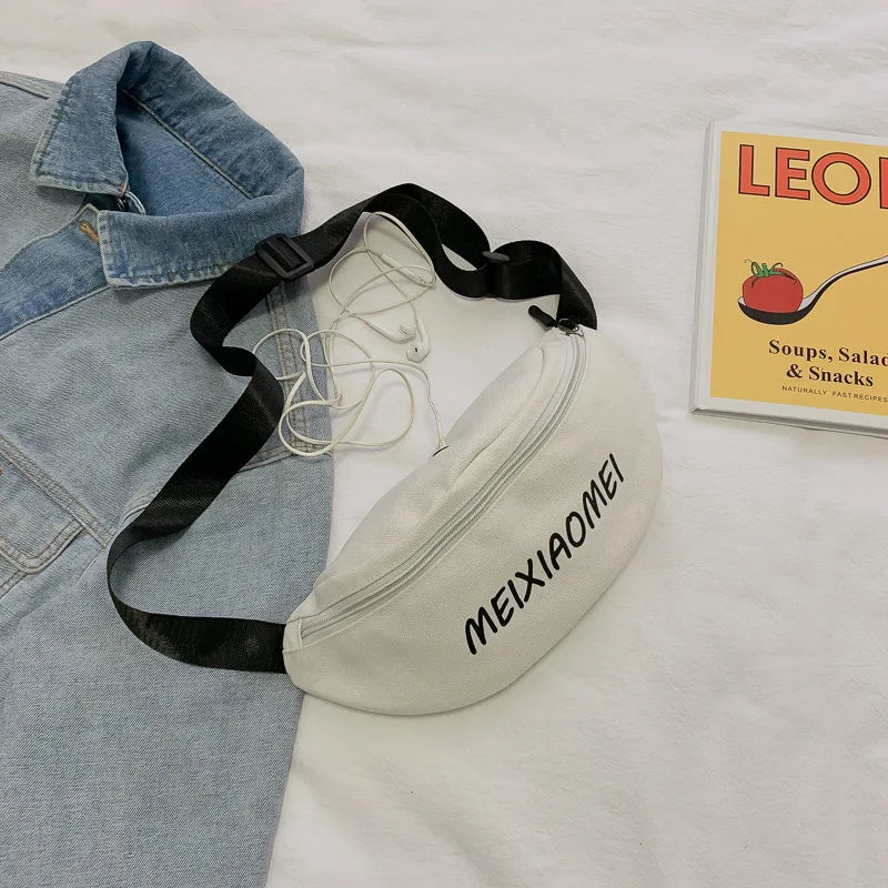 Canvas Waist Bag Lady Chest Bag Female Crossbody Bag Shoulder Bag