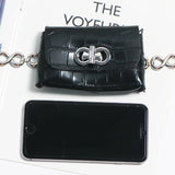 Sexy Snake Print PU Leather Mini Waist Chain Chest Bag for Women