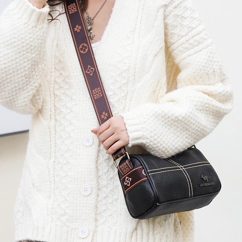 Plaid Casual Leather Handbag Vintage Lady Tote Shoulder Bag
