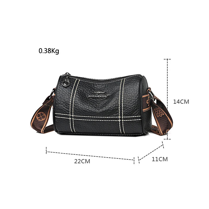 Plaid Leather Shoulder Bag Vintage Tote Lady Messenger Bag
