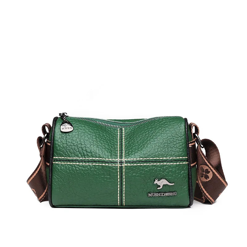 Vintage Plaid Tote Shoulder Bag Leather Handbag
