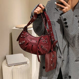 Rivet Soft Vintage PU Leather Crossbody Shoulder Woman Bags