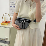 Women's Leather Fanny Pack Shoulder Crossbody Chest Bag Rhinestone Waist Pack