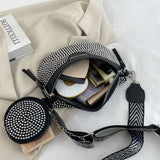 Women's Leather Fanny Pack Shoulder Crossbody Chest Bag Rhinestone Waist Pack