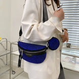 Women's Leather Fanny Pack Shoulder Crossbody Chest Bag Rhinestone Waist Pack