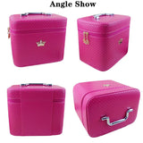 Female Crown Makeup Case With Mirror Beauty Travel Make Up Box Organizer