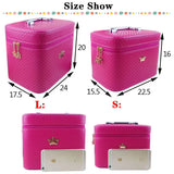 Female Crown Makeup Case With Mirror Beauty Travel Make Up Box Organizer