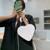 Stone Pattern Heart Tote Bag Women PU Leather Crossbody Bags