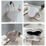 Stone Pattern Heart Tote Bag Women PU Leather Crossbody Bags