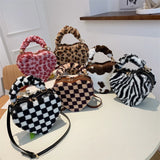 Heart Tote Bag Stone Pattern PU Leather Crossbody Bags Small Shoulder Bags